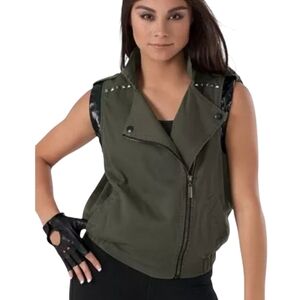 Weissman Urban Groove‎ Studded Dance Vest Army Green Adult Medium Grunge Goth